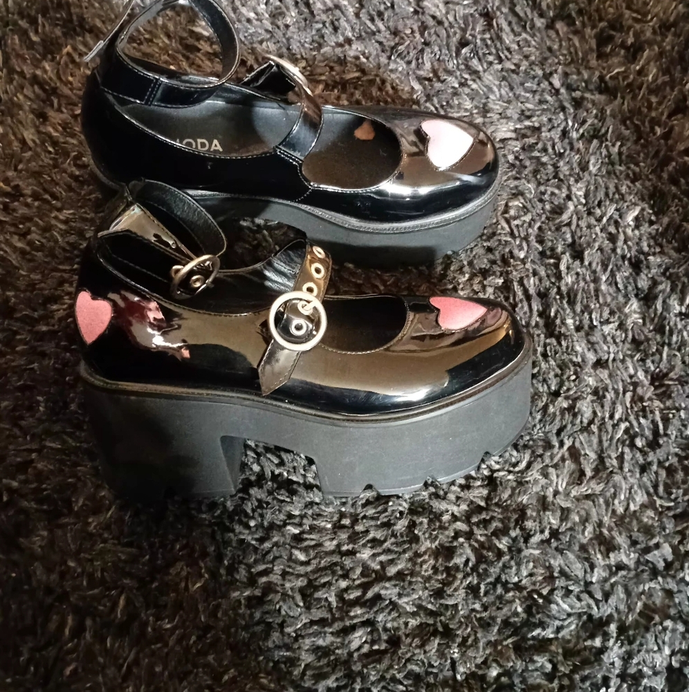 Dolls Kill Lamoda Black and Pink Platform Mary Jane Shoes